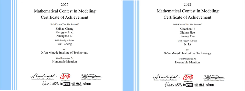 育人初心如磐，時(shí)代答卷常新——西安明德理工學(xué)院斬獲2022年國(guó)際大學(xué)生數(shù)學(xué)建模競(jìng)賽多項(xiàng)大獎(jiǎng)